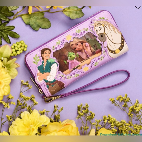 NWT Loungefly Disney’s Tangled Lenticular zip around wristlet - Picture 2 of 13